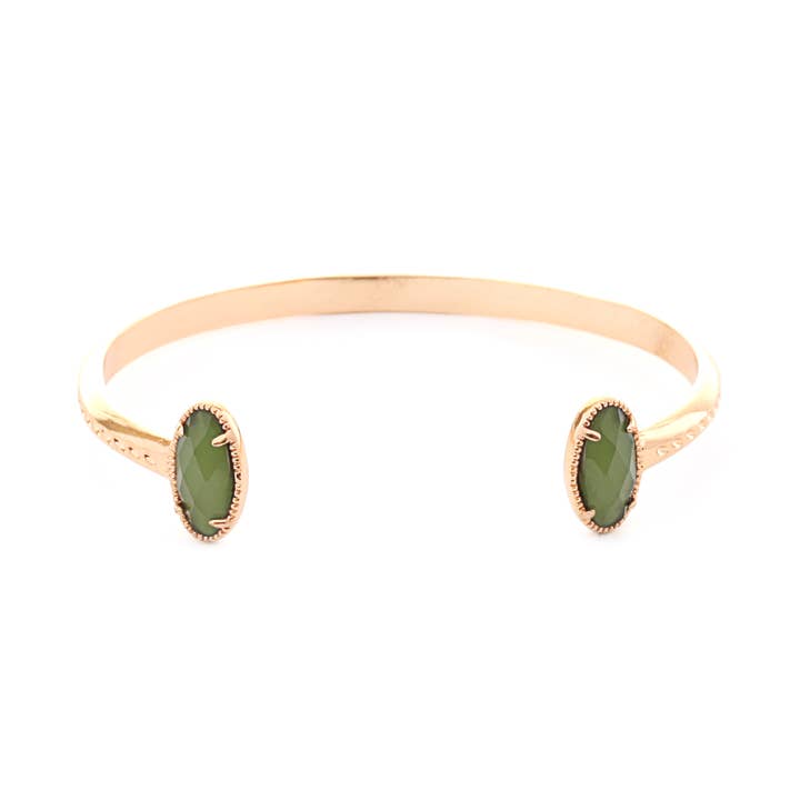 Armband - Olive Gr 2 Stone Bangle voor wholesale door Flirt Jewelry