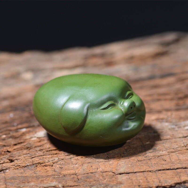 Gohobi （We cover U.S. import duties） - Wholesale Decorative Figurine - Gohobi Handmade green pig ornaments Tea pets ceramic YiXing clay  Chinese Gongfu tea Kung fu tea Japanese Chado unique ornaments3