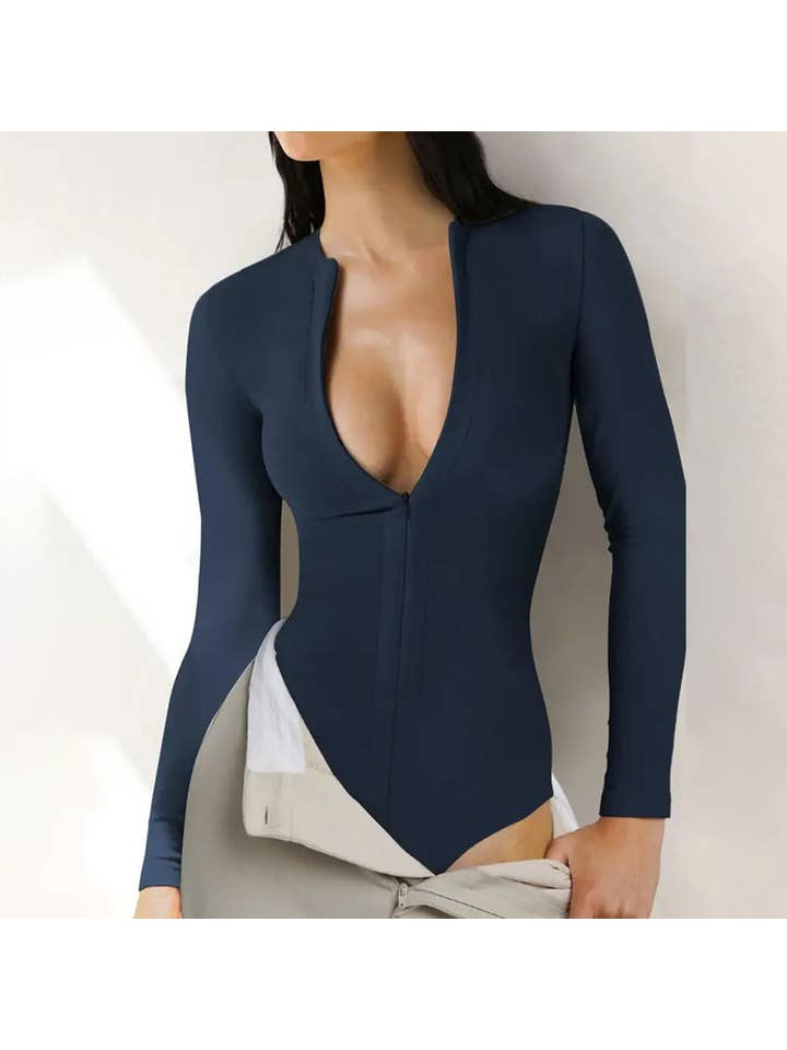 Lily Clothing - Wholesale Bodysuit - Women's - SEXY ZIP UP LONG SLEEVE TOPS BODYSUITS_CWSBS011016