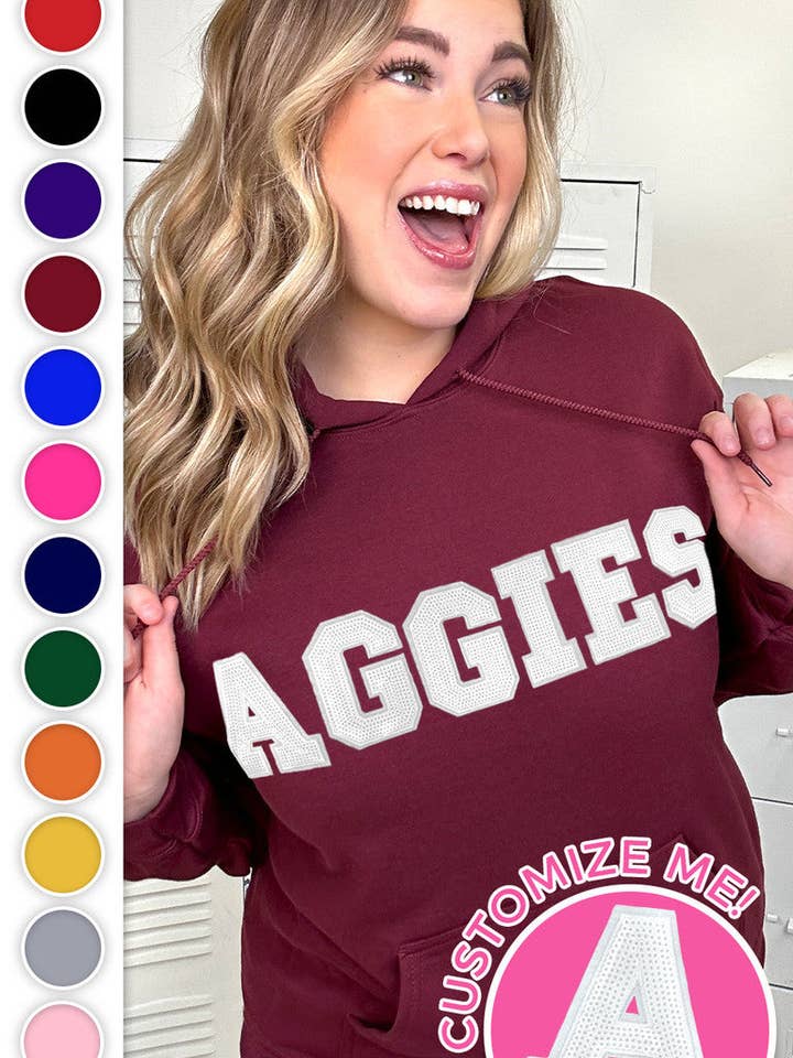 Custom Mascot Sequin Graphic Hoodie for wholesale by Sugar Stitch