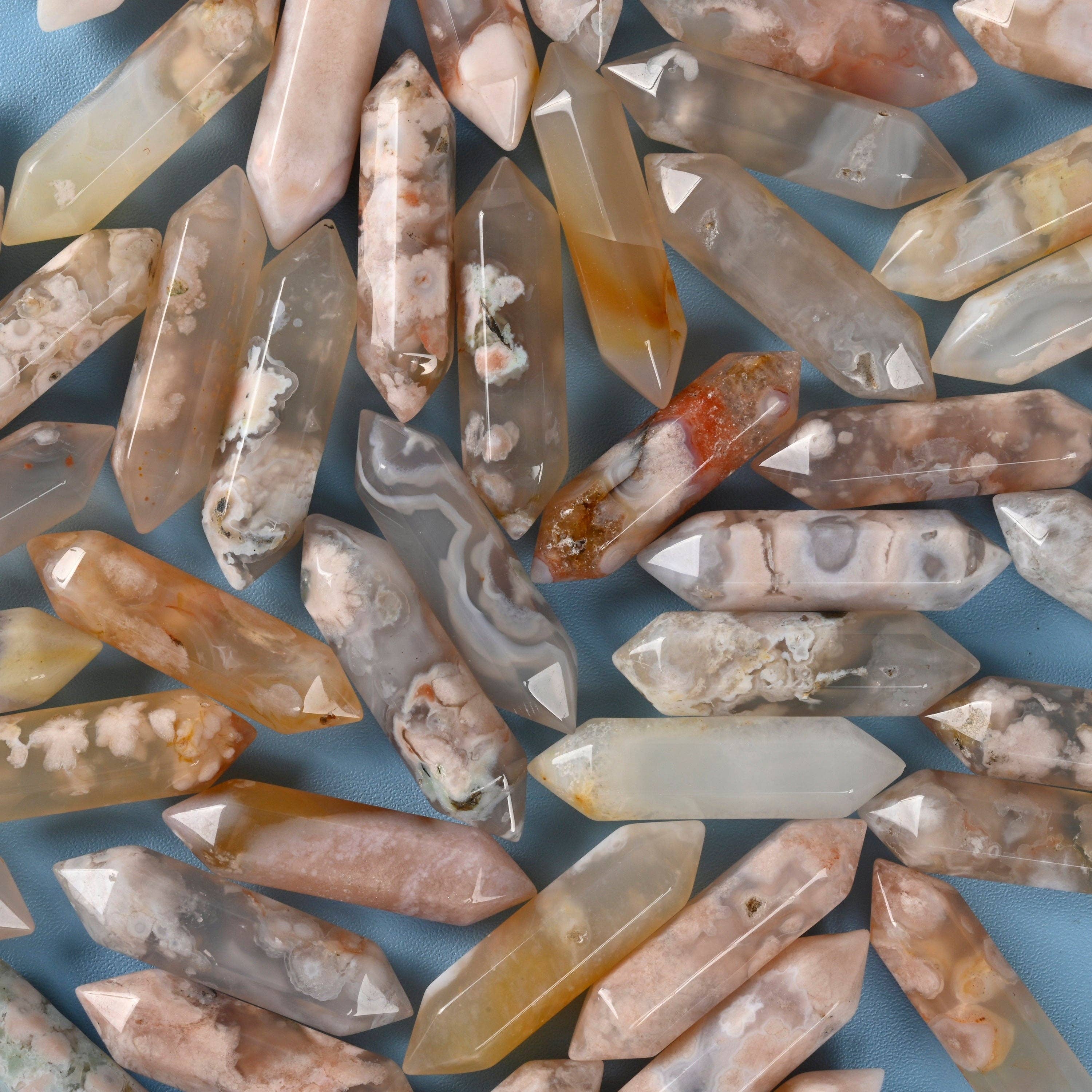 ilovebeadsusa - Wholesale Spiritual Stone/Crystal - 42mm Sakura Flower Agate Double Terminate Point Crystal4