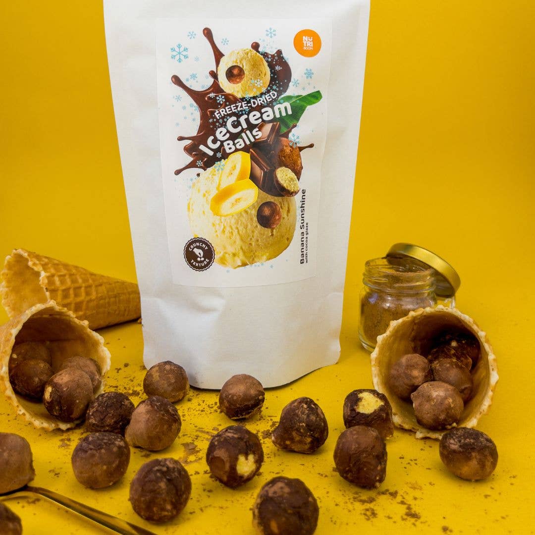 NutriBoom - Vente Glaces/sorbets - Boules de crème glacée lyophilisée Banane Sunshine 45 g14