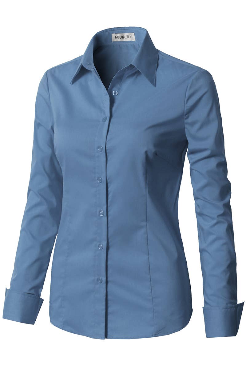 NINEXIS - Vente Chemise à col boutonné – femme - CWTDSL028_Chemises à col boutonné à manches longues10