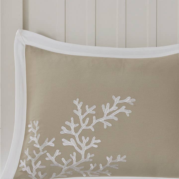 Olliix - Wholesale Bedding Set - Coastal Coral Seaside 6-Piece Comforter Set, Taupe