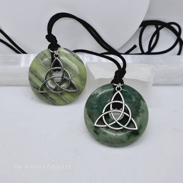 Serpentine Jasper Celtic Knot Pendant Necklace Handmade for wholesale by The Raven's Edge
