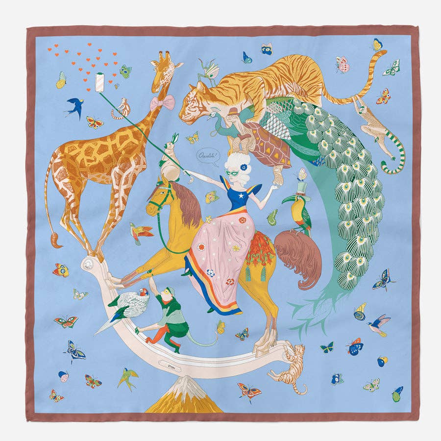 Dipped Shop - Wholesale Scarf - Women's - Colorful Animal Print Square Silk Scarf DP25F4542