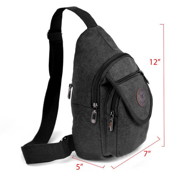 Selini New York - Wholesale Backpack - Unisex - Charcoal Crossbody Canvas Sling Backpack with Strap2