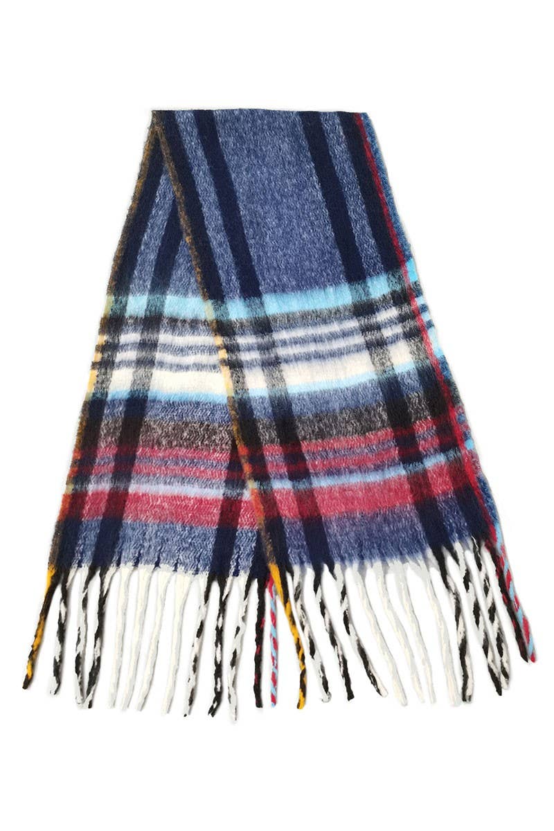 Fashion City - Wholesale Scarf - Women's - Women's Multi Stripe Cozy Scarf w Fringe10