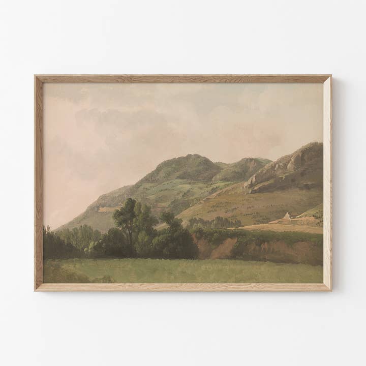 Impression d'art vintage - Paysage de montagnes - 'Sunset Mountain' pour la vente par AMY WARR ART