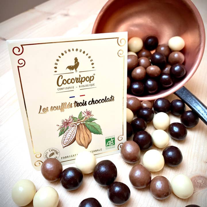 Cocoripop - Venta al por mayor Dulces con chocolate - Bolitas de maíz, con tres chocolates (granel 1 kg)