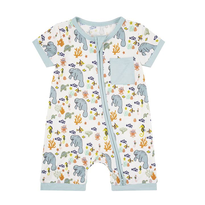 Emerson and Friends – wholesale Byxdress - Baby – Manatee Bamboo Babykläder Shortie Romper Bodysuit0