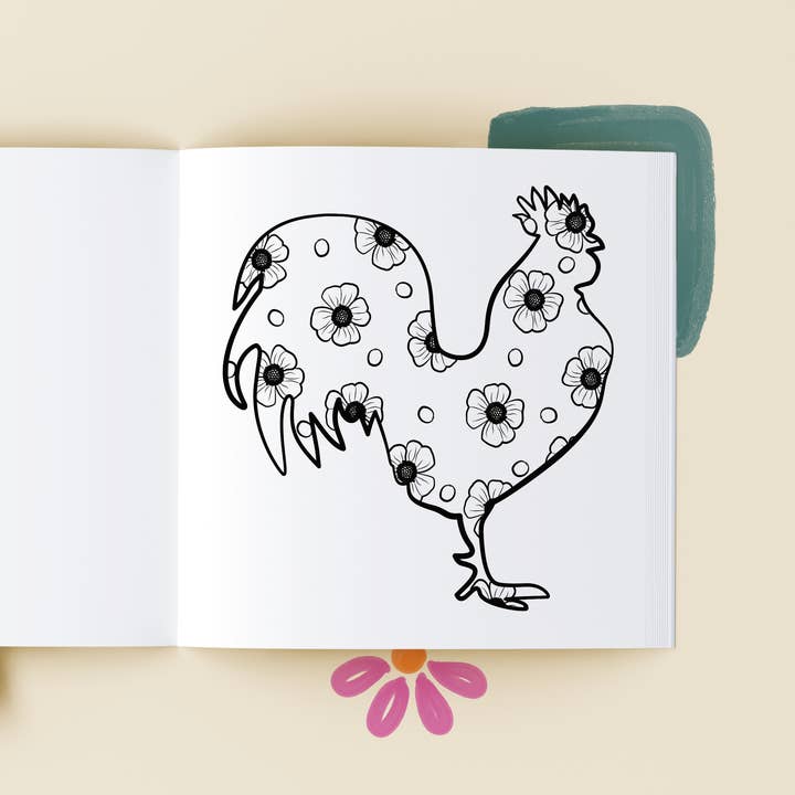 Middlefork & Co. - Wholesale Coloring & Activity Book - Adult - Flowered Farm Friends: Cheerful Coloring Book Adults & Teens8