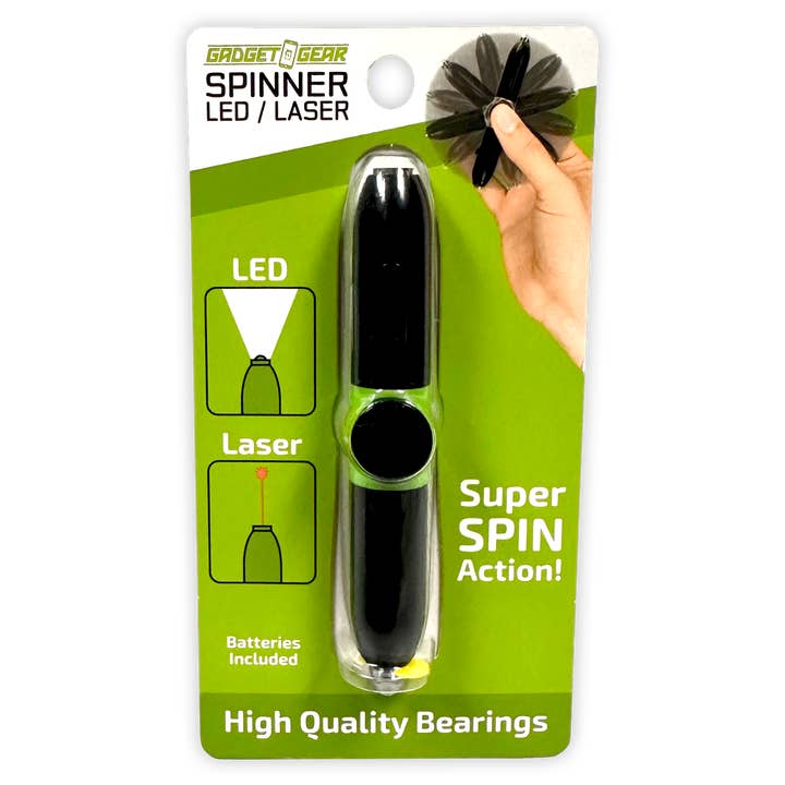 Novelty Closeout - Wholesale Light-Up Toy - Kids & Baby - Fidget Spinner Laser Pointer Carded & Peggable- 6/Pack