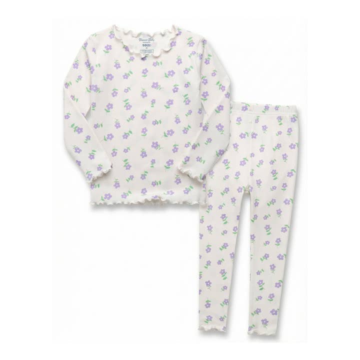 Pyjama à manches longues pour filles en modal Purple Blossom pour la vente par Vaenait Baby