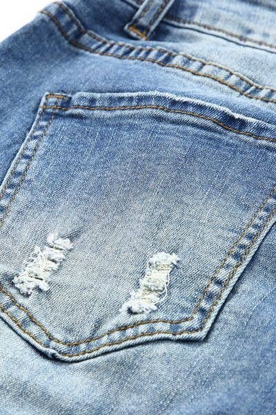 Medium Leopard Distressed Pocketed Straight Jeans for wholesale on Faire4