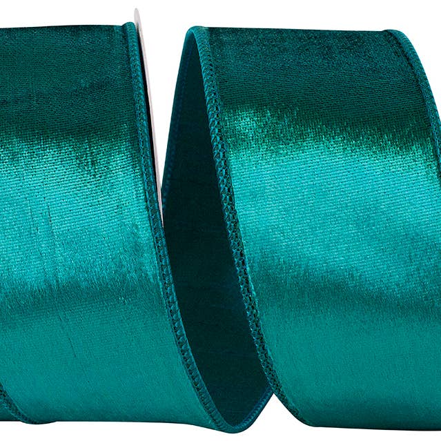 Designer Plush Velvet Elite Wired Edge, Teal, 2-1/2 In for wholesale by RELIANT RIBBON