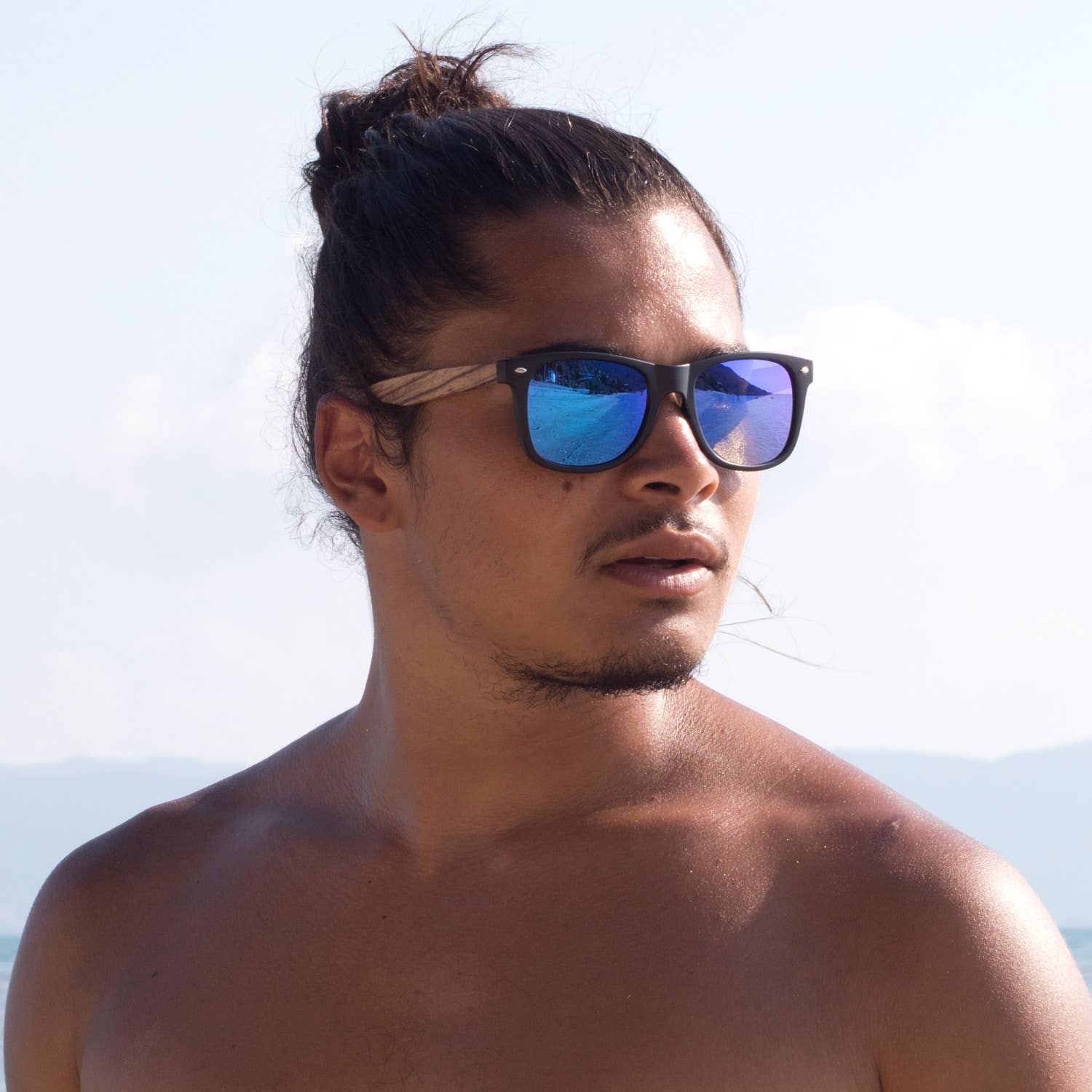 GOWOOD – wholesale Solglasögon - Unisex – Zebra trä solglasögon med blå speglad polariserade linser8