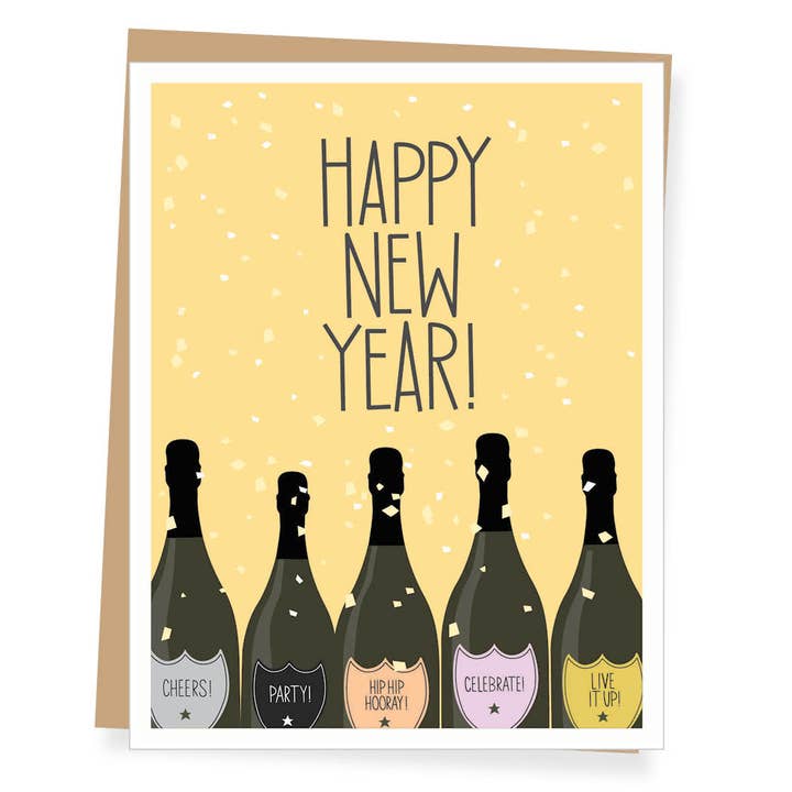 Apartment 2 Cards - Wholesale New Year's Card - Champagne Happy New Year Holiday Card (single or boxed)