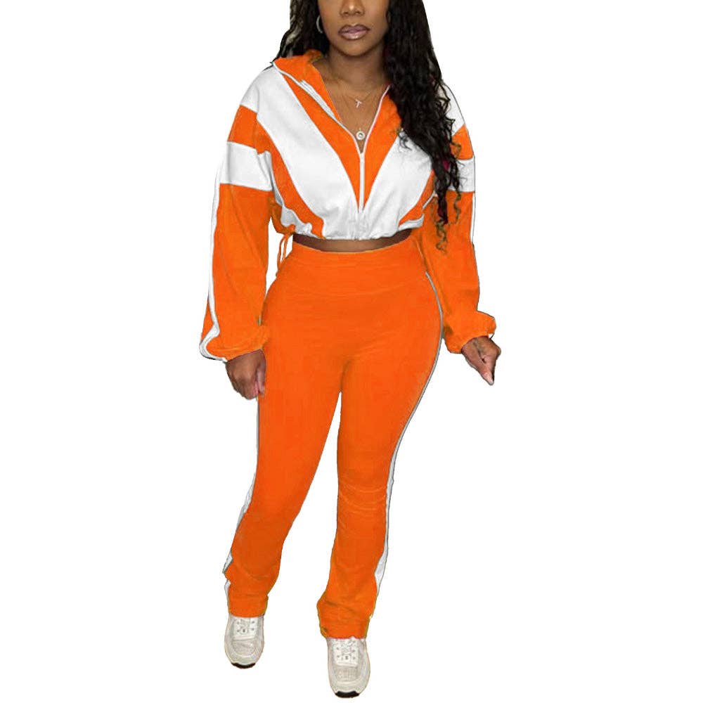 MB Fashion Wholesale - Wholesale Top & Pant Set (NOT Loungewear) - Women's - EVERY FASHION Zip-Up Crop Jacket & High-Waist Jogger Set HR250158