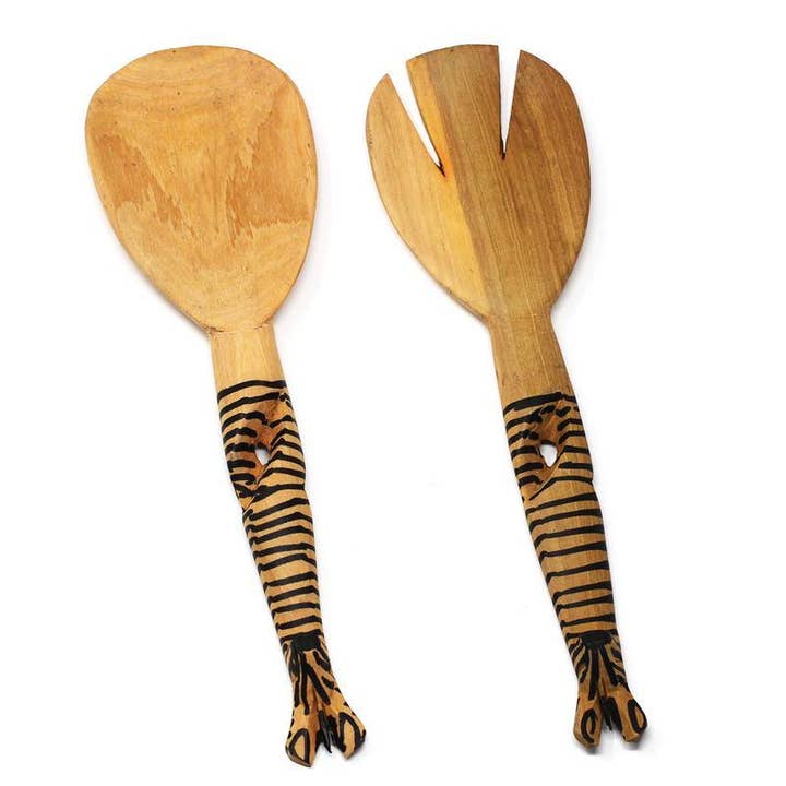 Wood Serving Set - Twisted Zebra Design for wholesale by Global Crafts