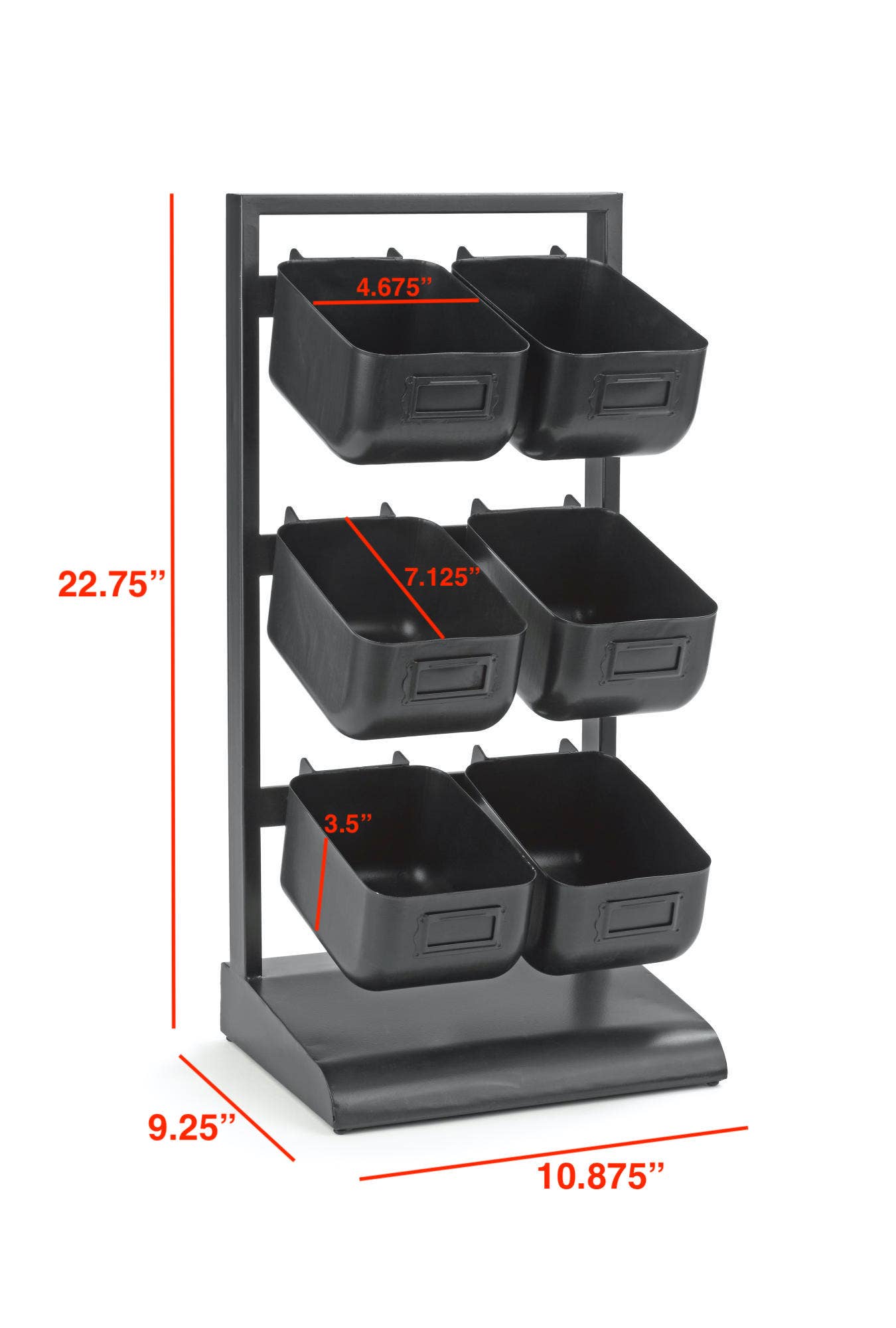 Black 6 Metal Bin Tabletop Display for wholesale on Faire3