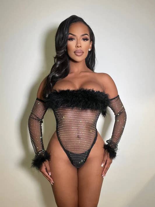 SHIMMERING FEATHER BODYSUIT for wholesale by After 12