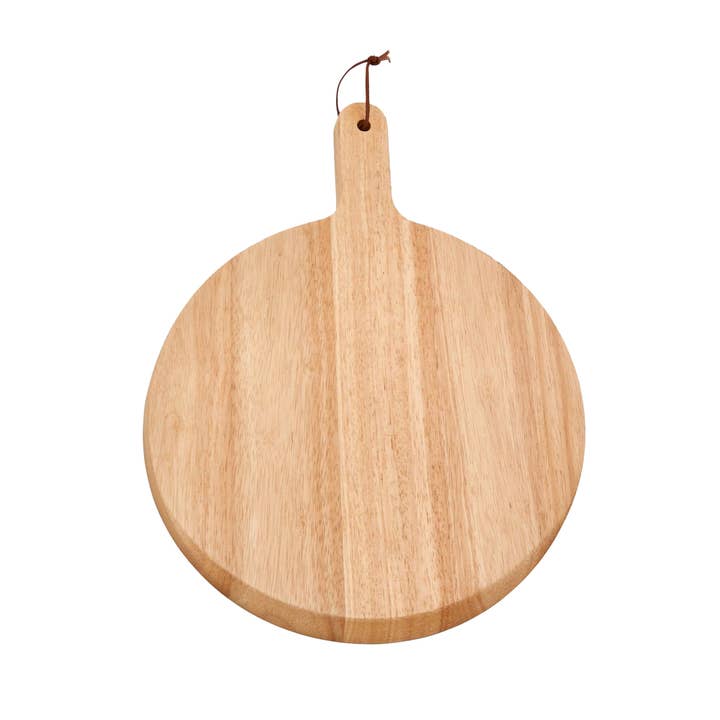 Creative Gifts International Inc. - Wholesale Cutting Board - Rubberwood Pizza Board with Handle - 13.5" Diameter1