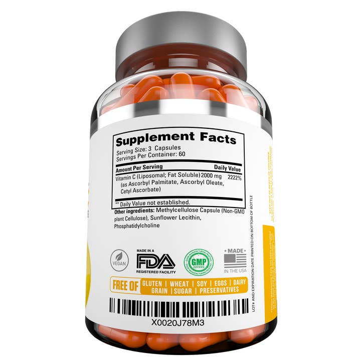 Natuspur - Wholesale Oral Supplement/Vitamin - Liposomal Vitamin C 2000mg Ultra Potent High Absorption Ascorbic Acid, Supports Immune System