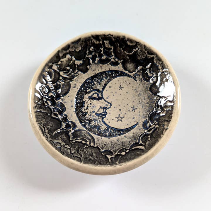 Walton Clay Studio - Wholesale Jewelry Dish - Pottery Dish Bowl - Crescent Moon (Black)