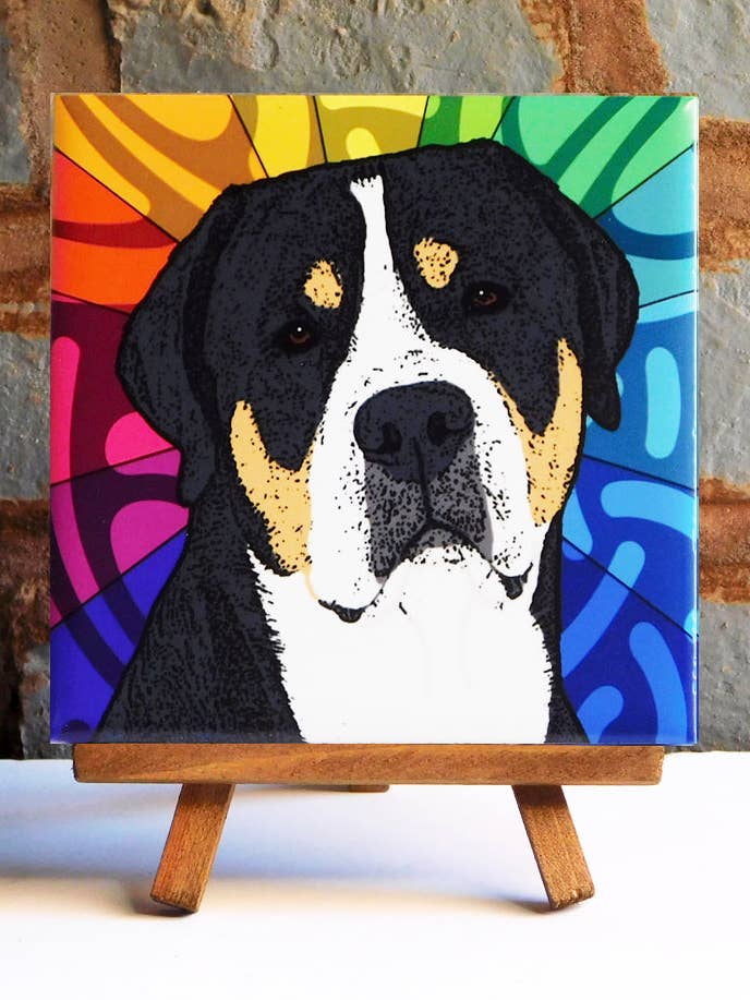 Greater Swiss Mountain Ceramic Art Tile for wholesale by Sabyloo