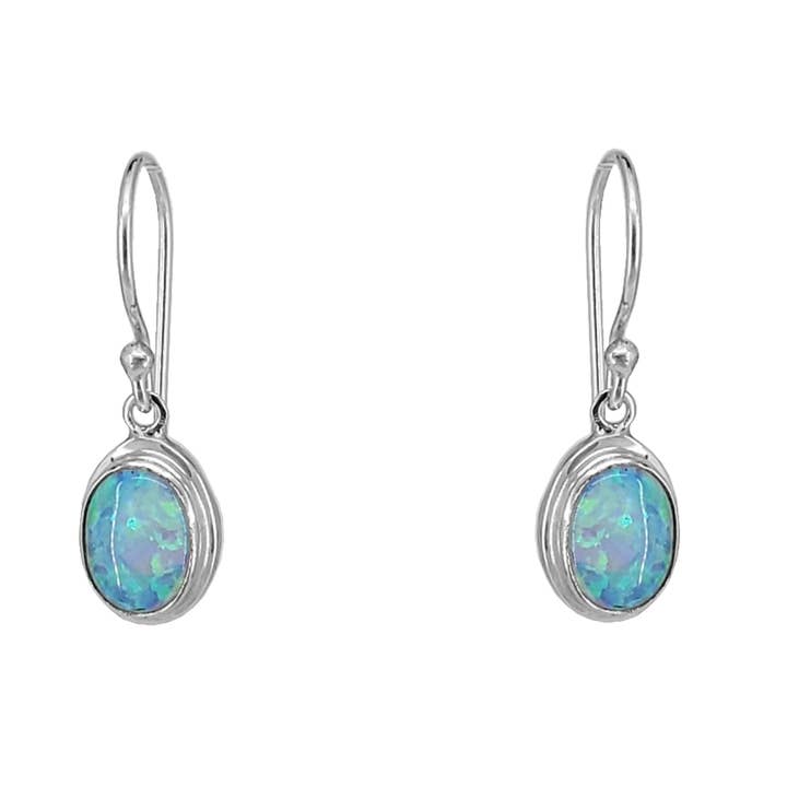 Sterling Silver & Mosaic Oval Opal Dangle for wholesale by SITA