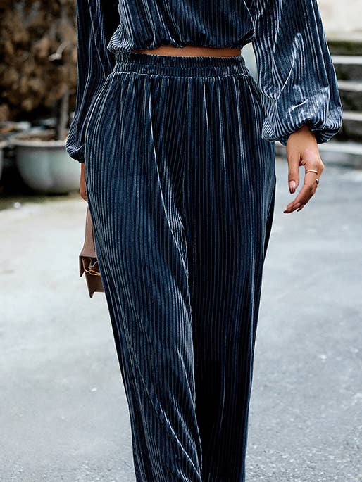 HIDDENBRAND - Wholesale Top & Pant Set (NOT Loungewear) - Women's - Women's Velvet Suit Casual Two Piece12