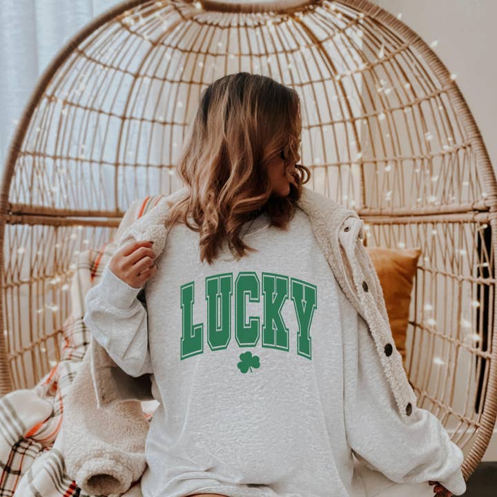 Uncommon Label - Wholesale Graphic Sweatshirt - Women's - Lucky Varsity Adult Crewneck Pullover0