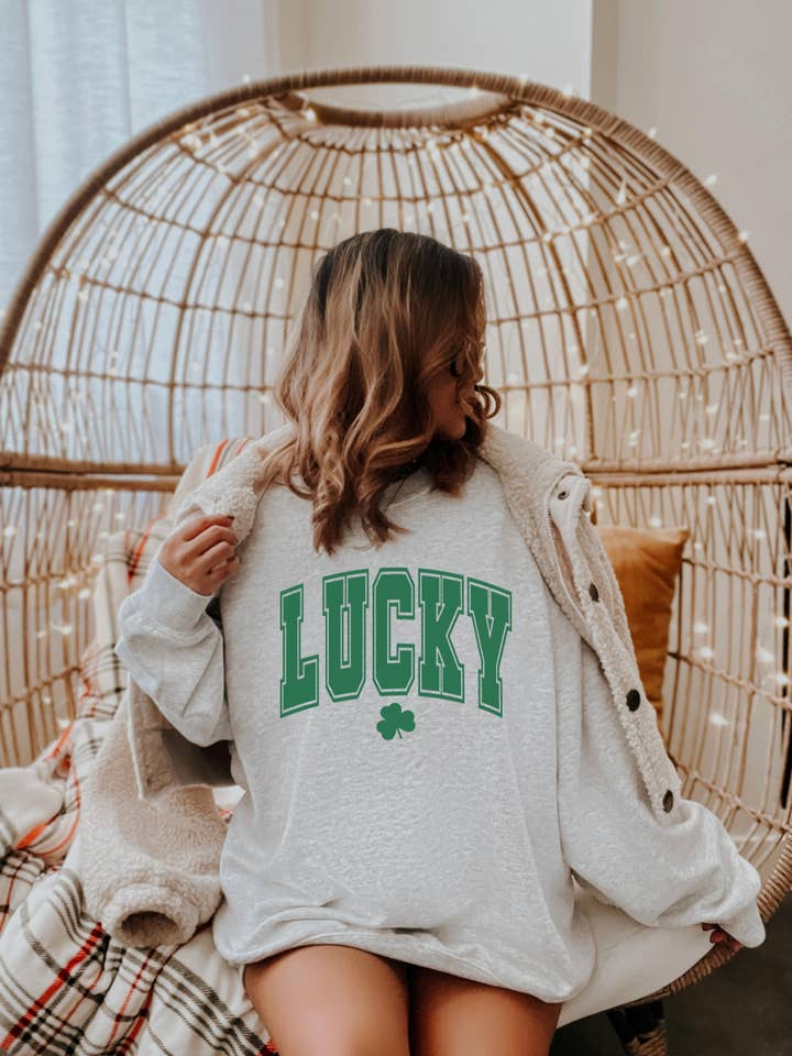 Lucky Varsity Adult Crewneck Pullover for wholesale by Uncommon Label