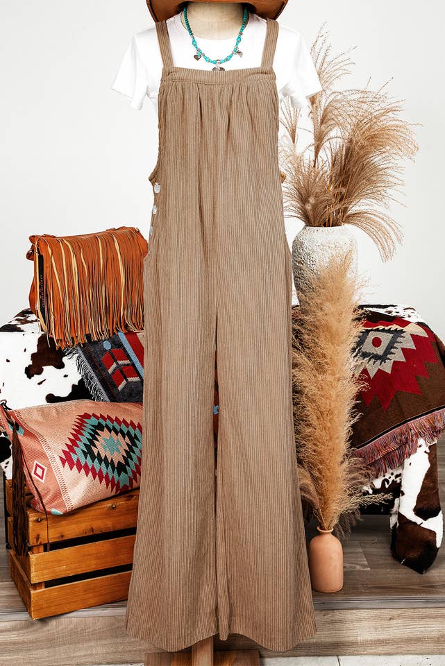 Green Fashion-W Solid Pocketed Loose Fit Corduroy Overall for wholesale on Faire18