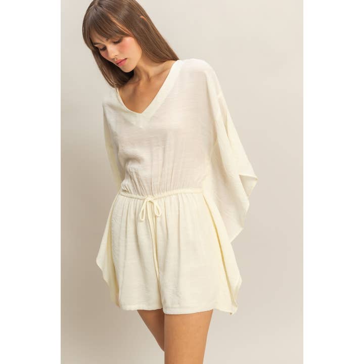 HYFVE - Wholesale Romper - Women's - HF23E910-Tie-Waist V-Neck Romper