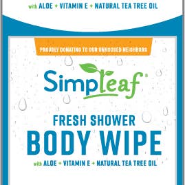 Simpleaf Brands - Wholesale Face & Body Wipes - XL Fresh Shower Body Wipes, 25 Count Display