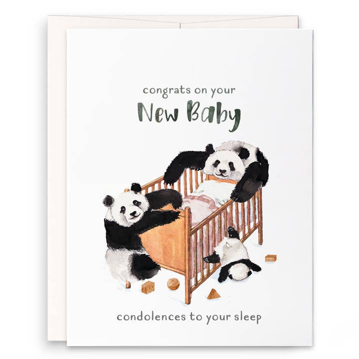 Panda New Parents - Tarjeta divertida para baby shower para venta al por mayor de Liyana Studio