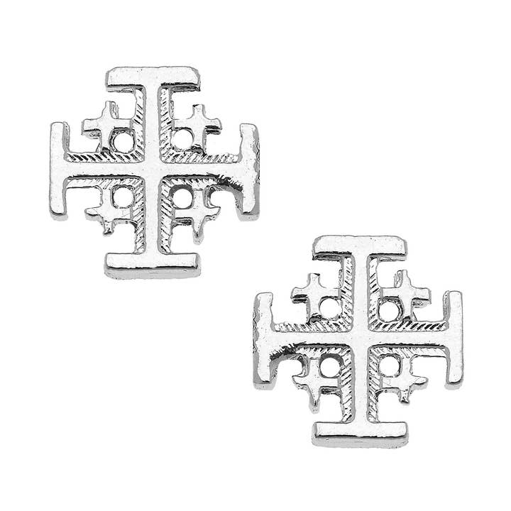 Boucles d'oreilles à tige multicouches argentées pour la vente par Susan Shaw