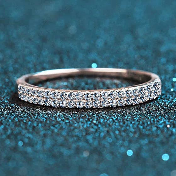 Double Row Moissanite Pave Band Ring in 925 Sterling Silver for wholesale by Perimade & Co. LLC