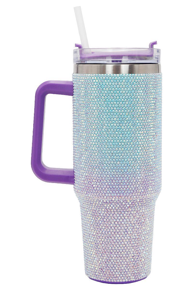 ASSORTI Gobelet isotherme en acier inoxydable à double paroi avec strass et effet ombré bicolore en vente sur Faire1