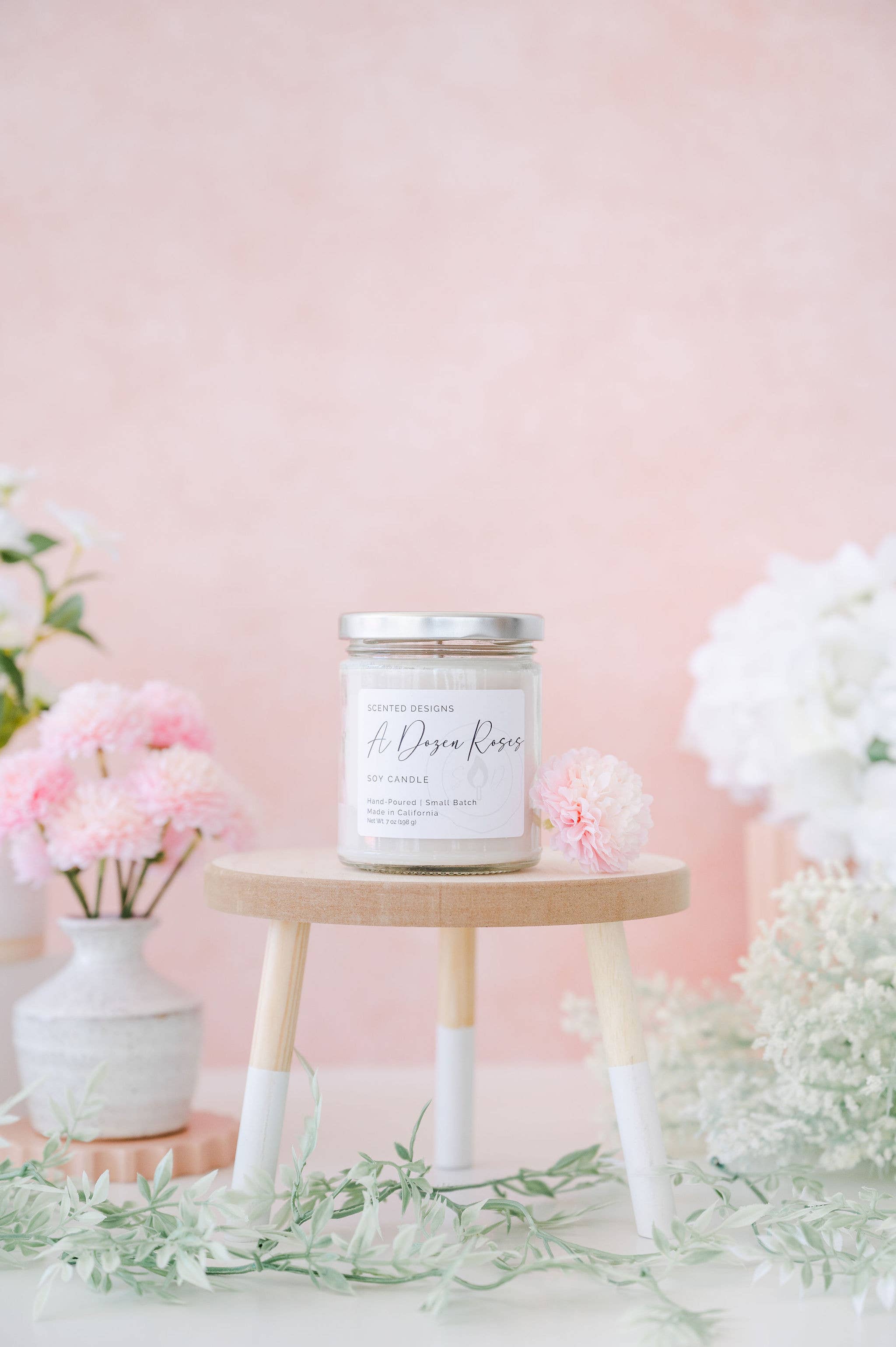Scented Designs Candle Co - Wholesale Jar/Filled Candle - A Dozen Roses Soy Candle - 7oz Signature Jar1