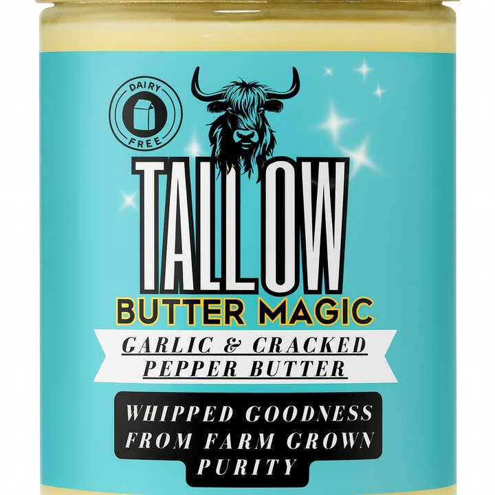 Manteiga de Sebo de Pasto Batido com Alho Prensado e Pimenta Preta Moída - Sem Lactose, Keto e Baixo em Carboidratos por atacado de F.F.& CO. Luxury Magic Tallow