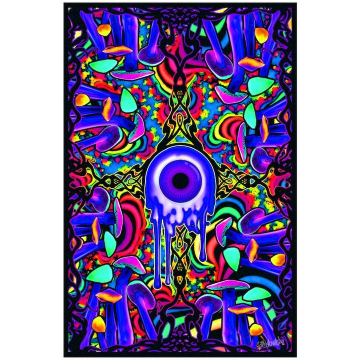 Posters Wholesale - Wholesale Poster - Shroom With A View Blacklight Flocked Poster Size 23X35