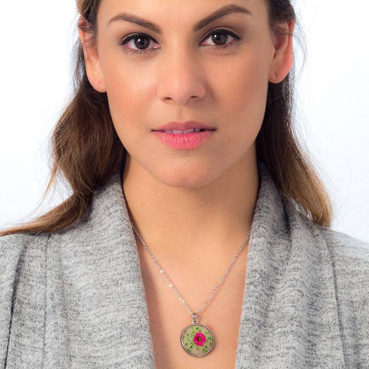 Set Test of Orb Bea Necklace Pink for wholesale by Hanami Real Flower Jewelry