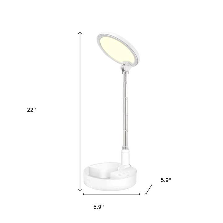 HomeRoots - Vente Lampes d'appoint/de bureau - Lampe de bureau portable réglable en métal et plastique blanc de 22" avec LED et pince pour téléphone2