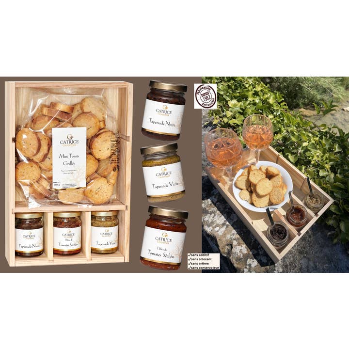 COFANETTO regalo gourmet - COFANETTO Legno APERITIVO Provenzale per la vendita all'ingrosso da parte di CATRICE GOURMET