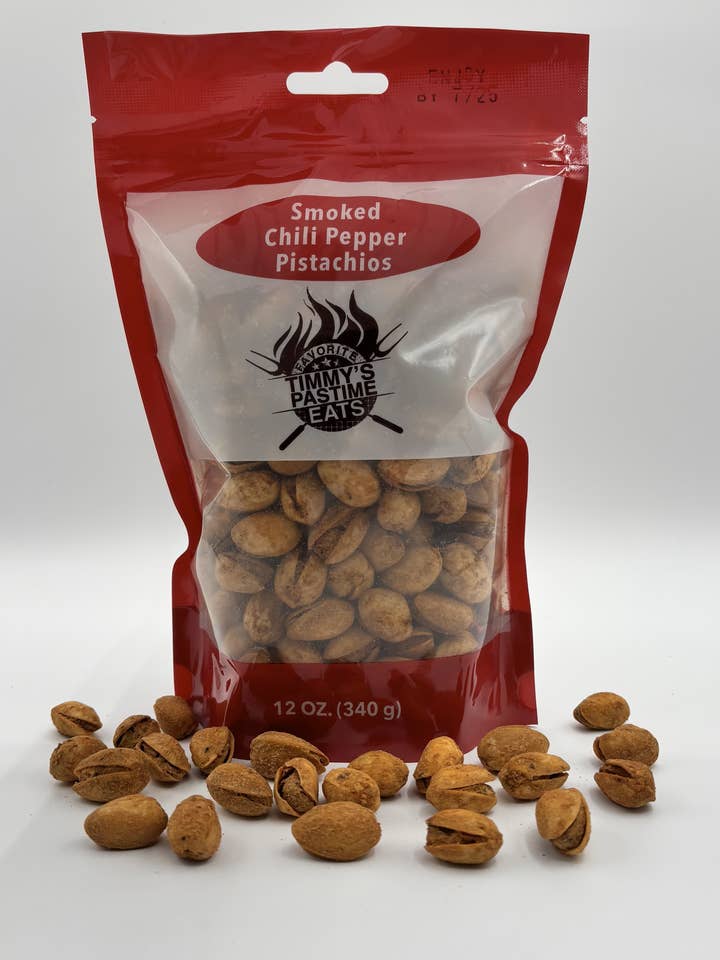 Pistaches au bourbon fumé - 12 oz pour la vente par Timmy's Pastime BBQ, Inc