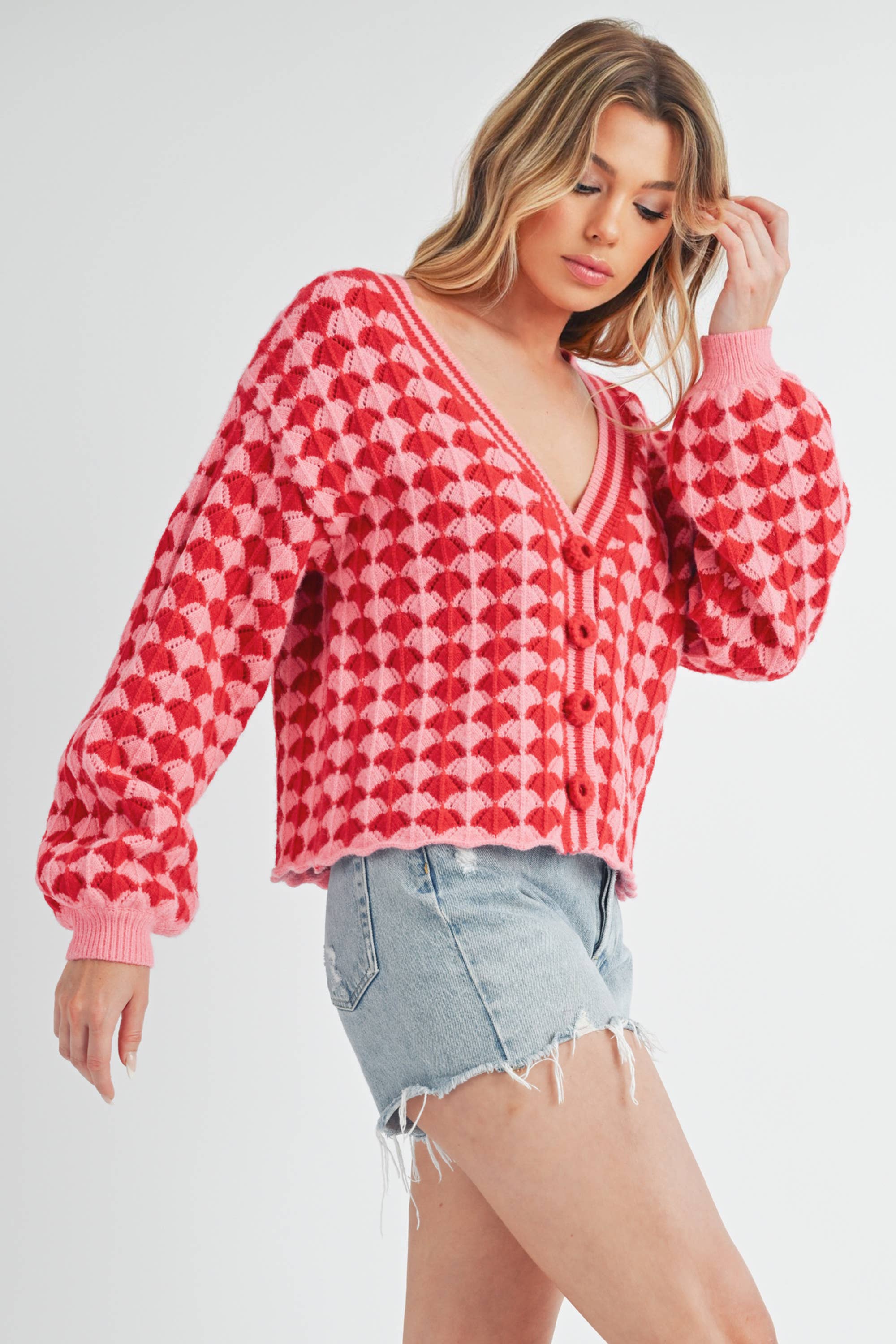 Pink Red 3210EK Fantasia Cardigan 1 for wholesale on Faire6