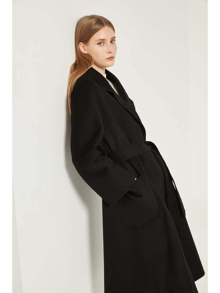 Black The Classic Wrap Coat-Black for wholesale on Faire4